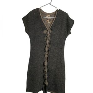 poools Fitted Brown Tunic w Cutouts, Wool Blend,Stretch